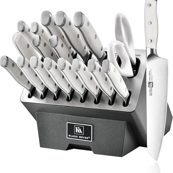 Stahl 19 Piece High Carbon Exclusive German Steel Knife Block Set (White)