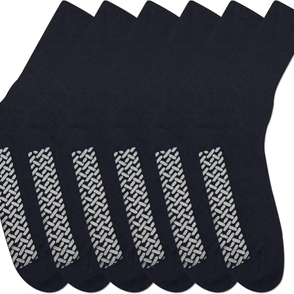 Noble Health Care Diabetic Non Skid Hospital Slipper Socks 6 Pack
